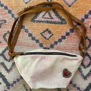 Noonday Collection Cream and Brown Crossbody Bag with Heart Patch